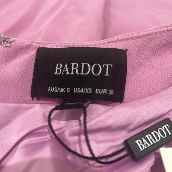 Bardot Vera Open Back Dress in Marsh Pink Front Slit Strappy Scoop Neck Sz 4/XS - Picture 7 of 7